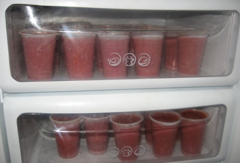 Пюре томатов в морозильной камере